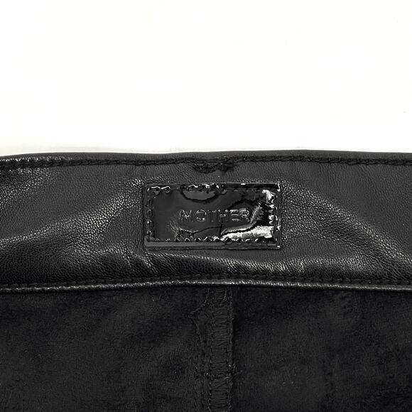 MOTHER NWT The Insider Flood Pants Women’s Size 24 Black Faux Leather - Picture 6 of 9